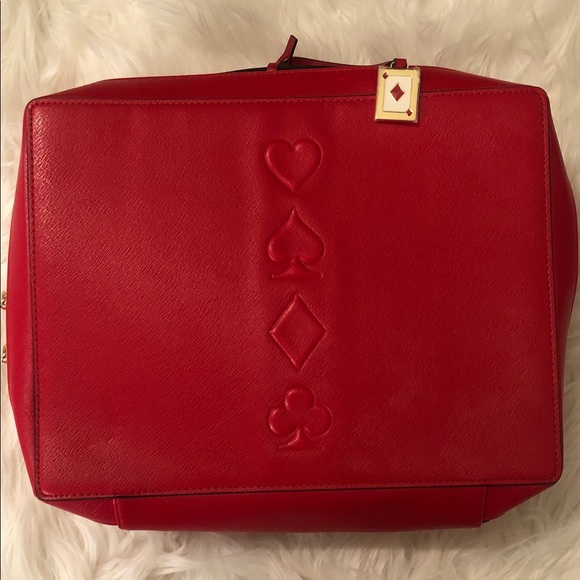 Estee Lauder Vibrant Red Top Handle Case with Card Symbols - Picture 1 of 6